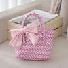 Elegant Bowknot Accent Basket for Weddings Holiday Gatherings and Travel Uses
