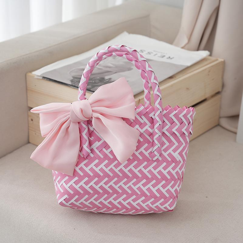 Elegant Bowknot Accent Basket for Weddings Holiday Gatherings and Travel Uses