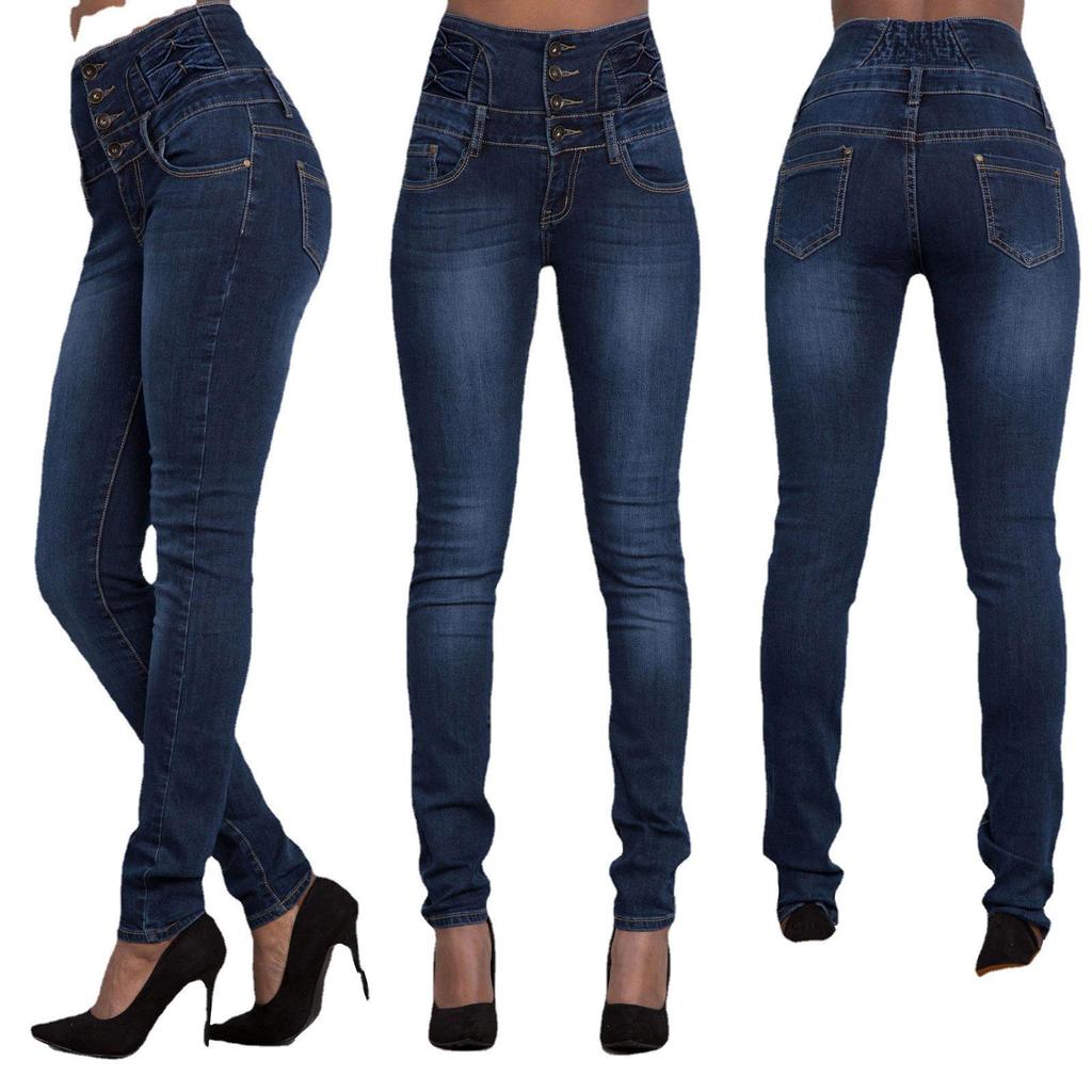 Jeans Ajustados de Cintura Alta para Mujer Estilo Europeo y Americano, Pantalones Largos, Alta Elasticidad, Cómodos, Moda 2022.