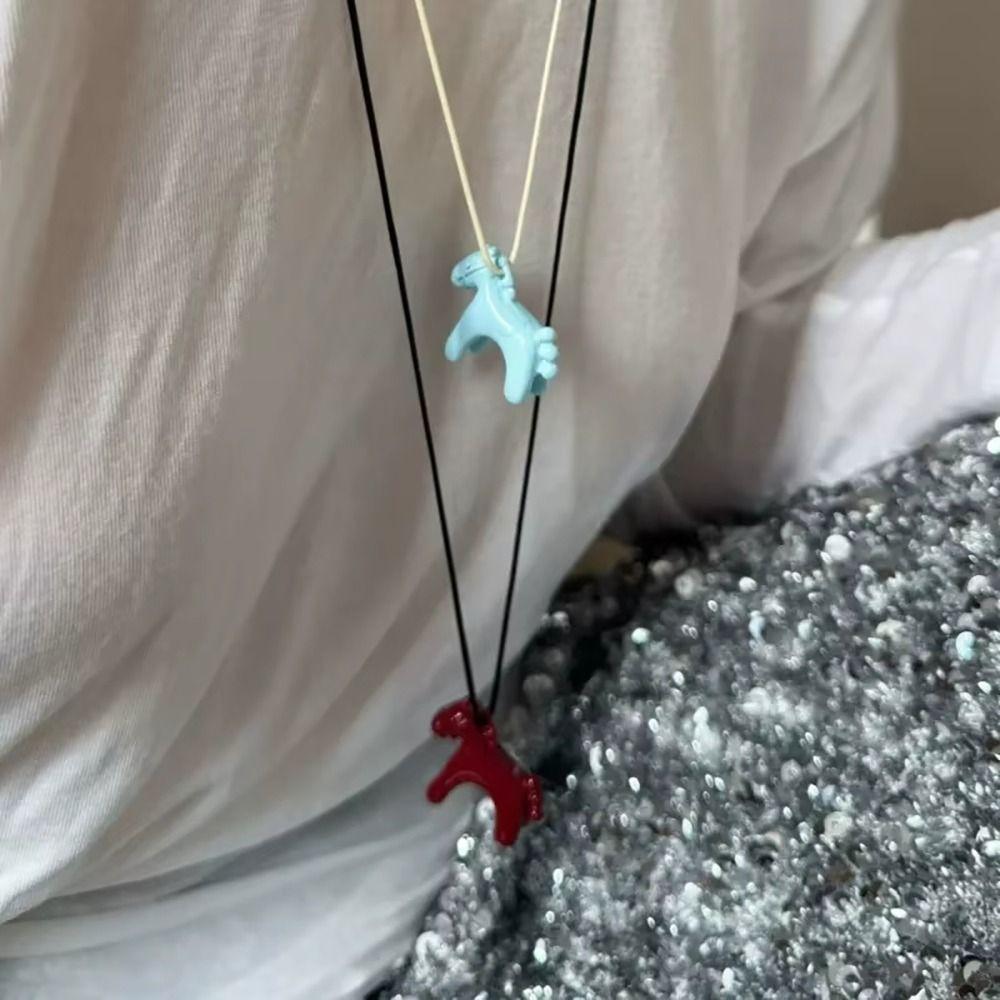 Horse Pendant Colorful Horse Pendant Necklace Dopamine Necklace Horse Pendant Necklace  Casual Wear