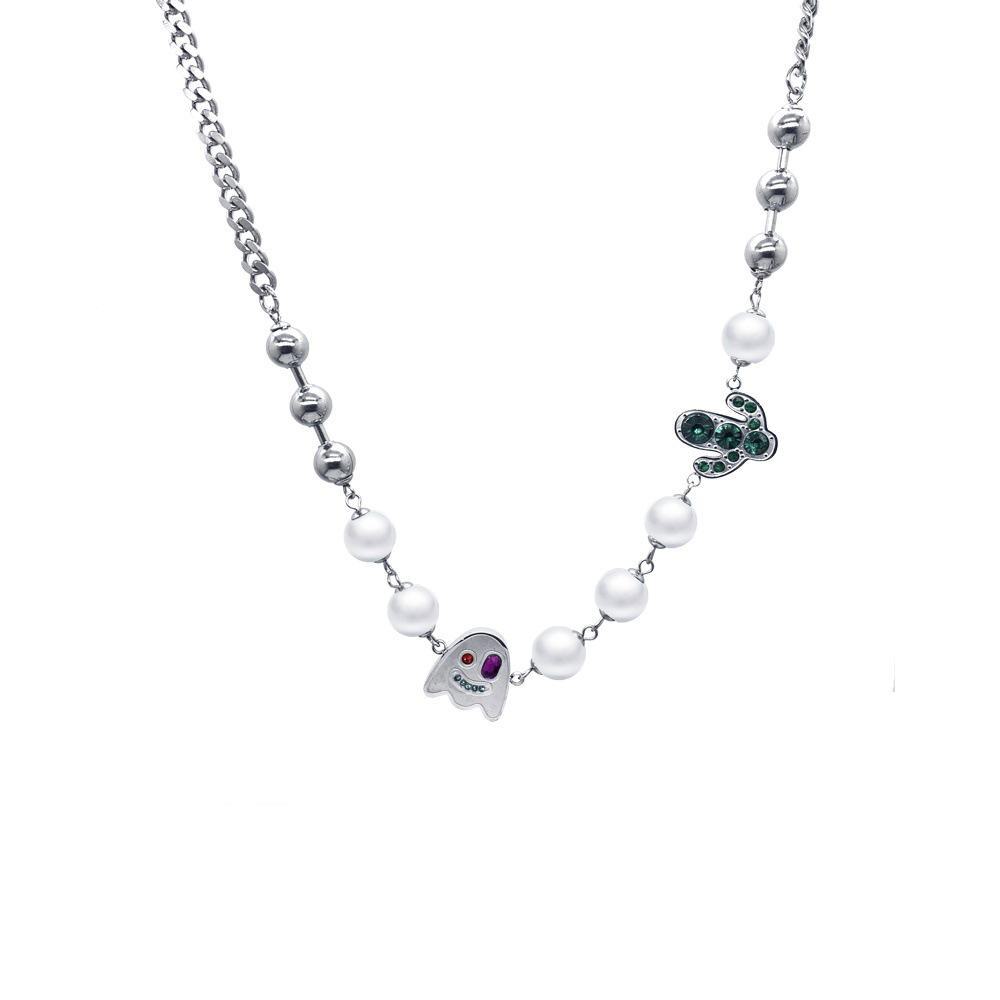 

Модное кубинское ожерелье с бриллиантами и жемчугом кактуса - универсальная хип-хоп-цепочка на ключицу Diamond Cactus Necklace