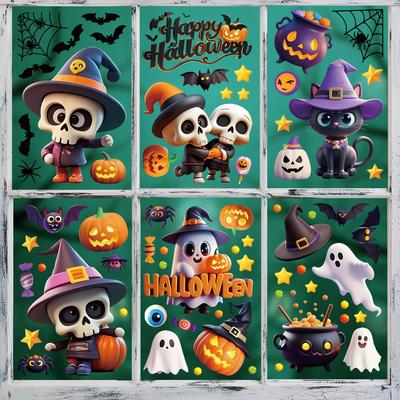 Halloween-Dekorationen Horror Fledermaus Kürbis Geist Schädel Statischer Aufkleber Kreativität