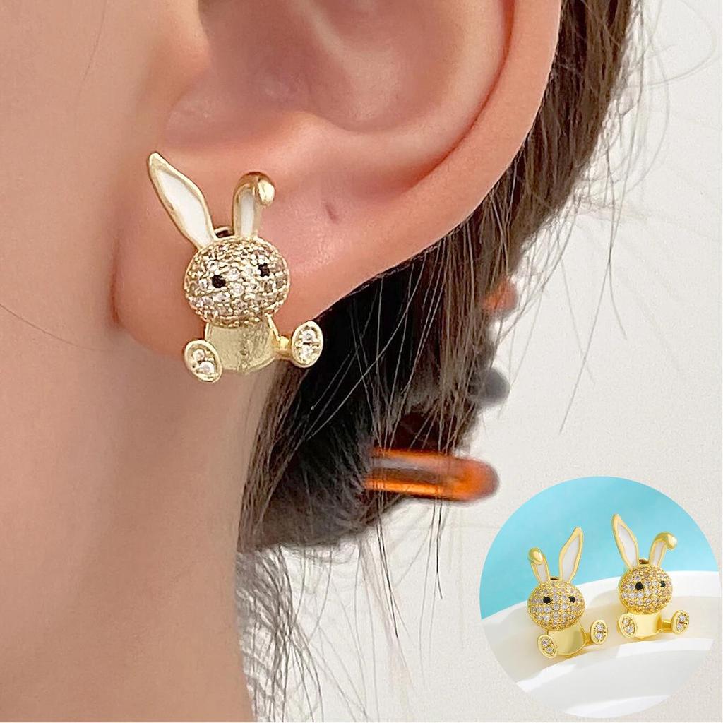 Asymmetrical Stainless Steel Rabbit Earrings - Cute Easter Ornament for Women