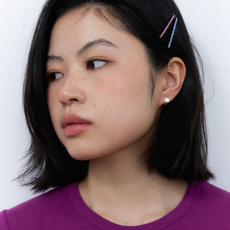 geegee [silver925] mini star one touch earring