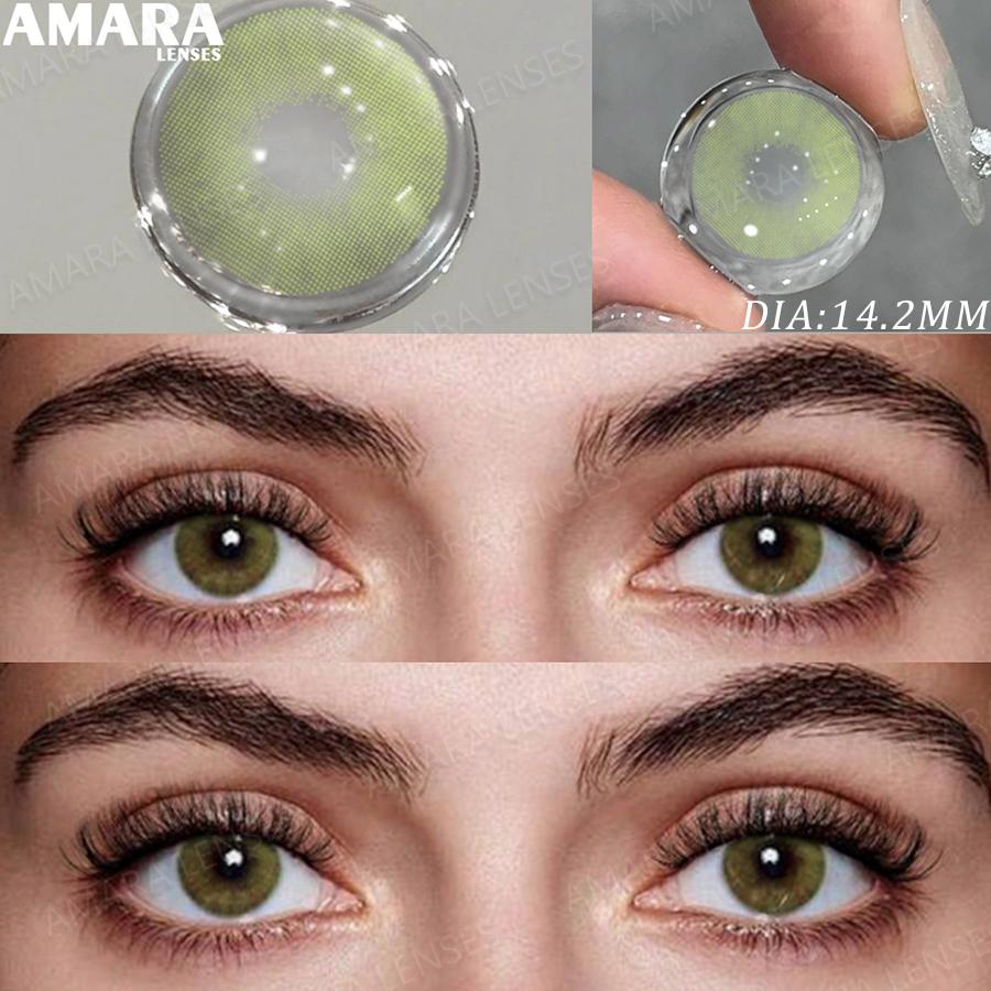 AMARA Gray Color Contact Lens 1 Pair Yearly Coloured Contact Lenses Brown Lenses for Party Cute Eyes Contacts Daily Eye Makeup