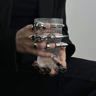 Punk Metal İskelet İşaret Parmağı Eklem Kemiği Yüzük Gotik Rock Makine Parmak Ucu Yüzüğü Uzun Parmak Yüzükleri Takı Hediye