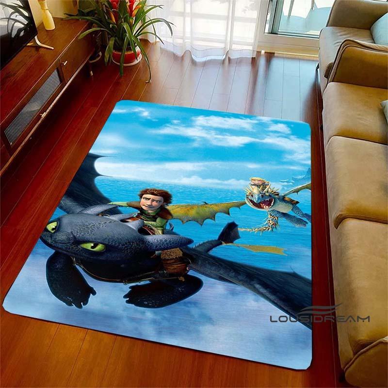 3DHow to Train Your Dragon themed printed rug, suitable for living rooms, bedrooms, sofas, balconies, gardens, etc. Large-sized