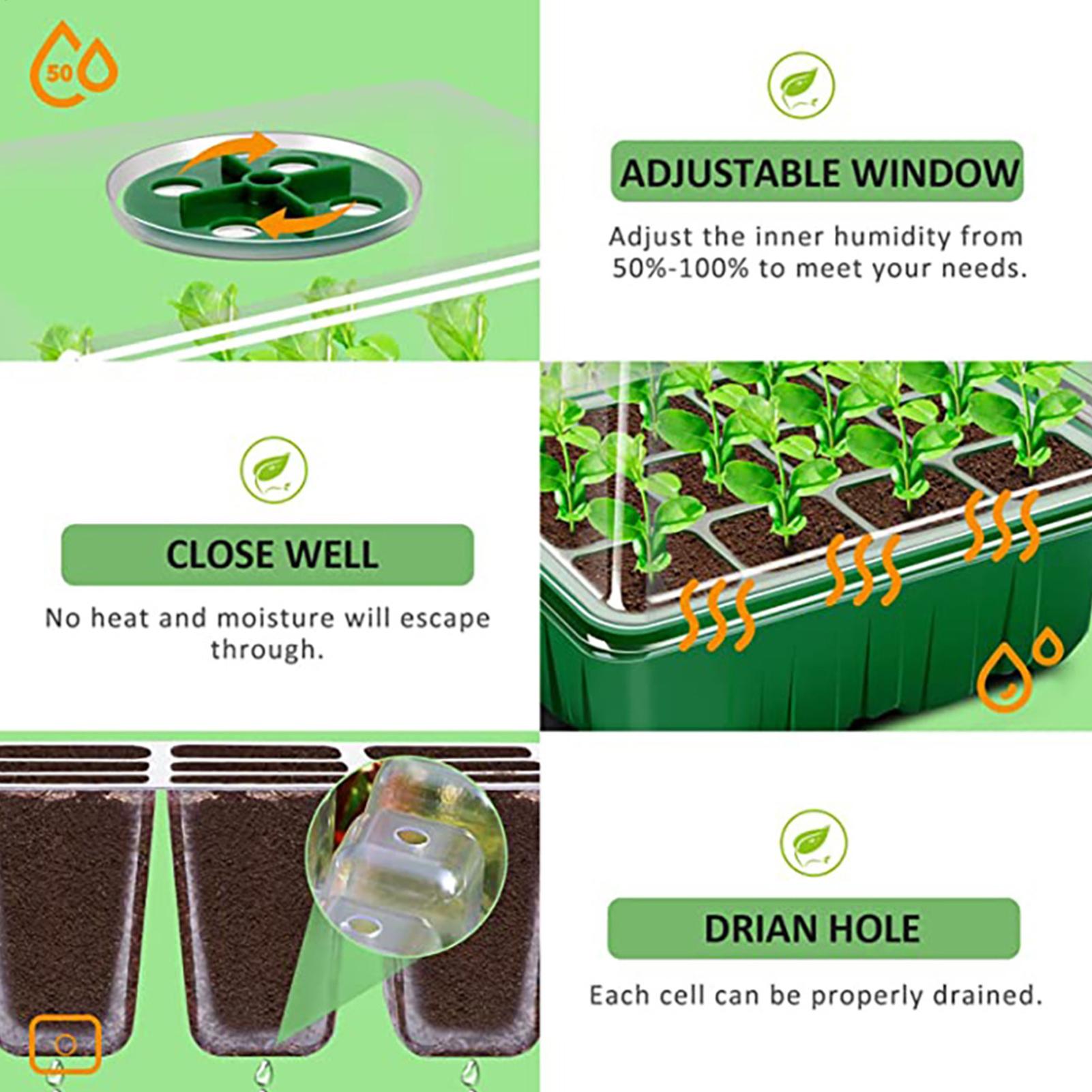 Seedling Starter Trays 5 Pieces Reusable Space Saving Tool Seedling Starter Tray Kit For Beginner Gardeners Friends Enthusiast China Mainland