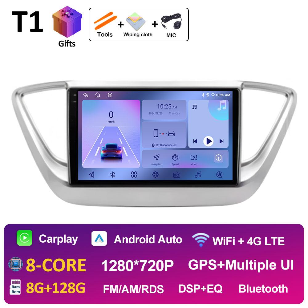 For Hyundai Solaris 2 Verna Accent 2017 2018 2019 2020 DSP Stereo Autoradio 9 inch Wireless Carplay Cooling fan WIFI Accessories