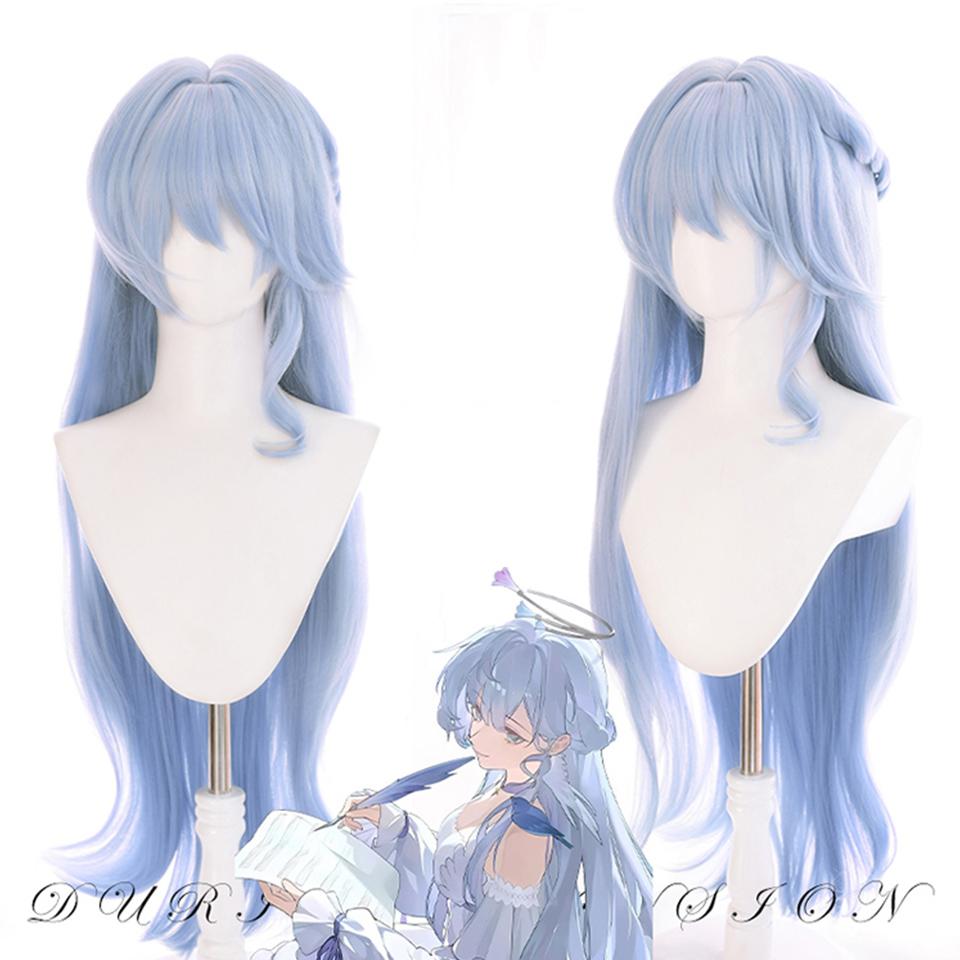 

Синтетический парик WTB светло-голубой, длинные волосы для отпуска, Хонкай : Парик для косплея Star Rail-Robin, аниме-персонаж, светло-голубой, длинный парик 95CM