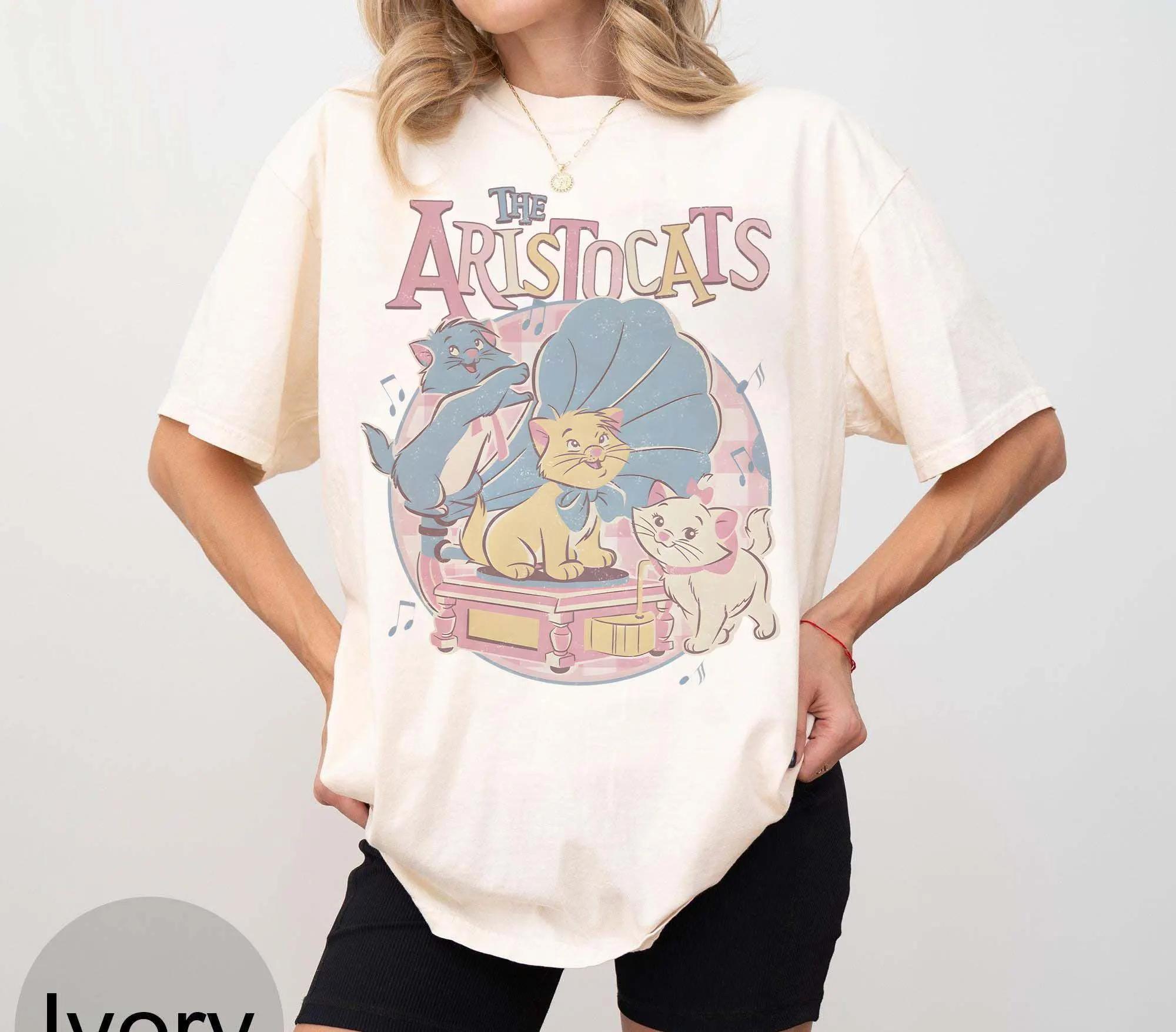 Womens Disney The Aristocats Marie TShirt Cotton Classic Short Sleeve Unisex Streetwear Oversized Loose Casual Stylish S