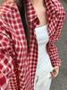 Women's Retro Plaid Red Long Sleeve Shirt Jacket - Early Spring/Summer Sunscreen Top