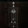 Retro Chinese Plum Blossom Fan Brooch with Tassel Pendant