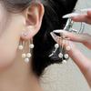 Beautiful Zircon Pearl Tassel Earrings Korean Style Jewelry Tassel Drop Earrings