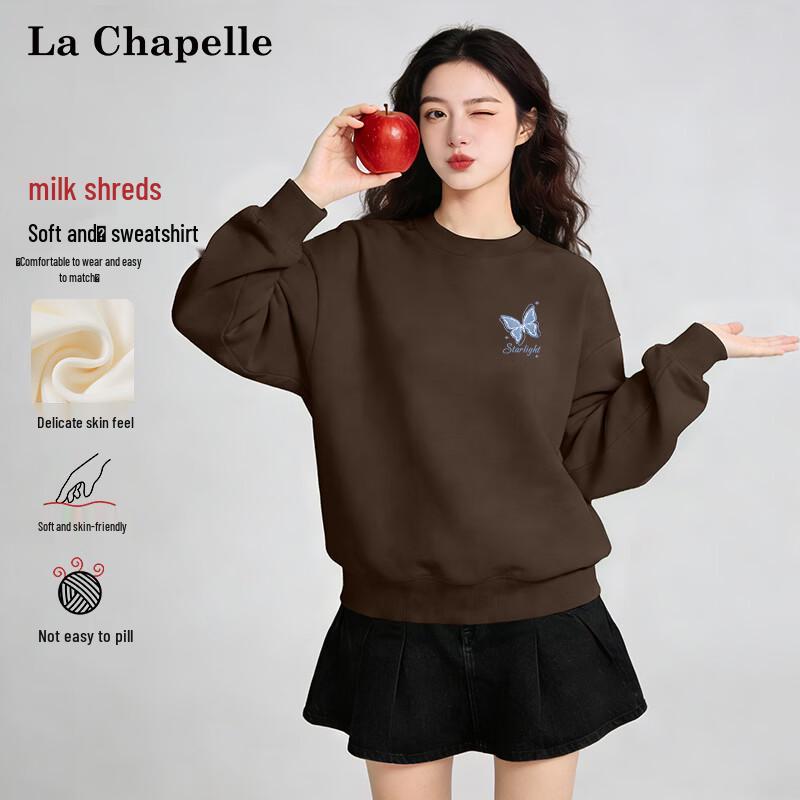 La Chapelle Women s Star Butterfly Print Loose Fit Round Neck Sweatshirt L