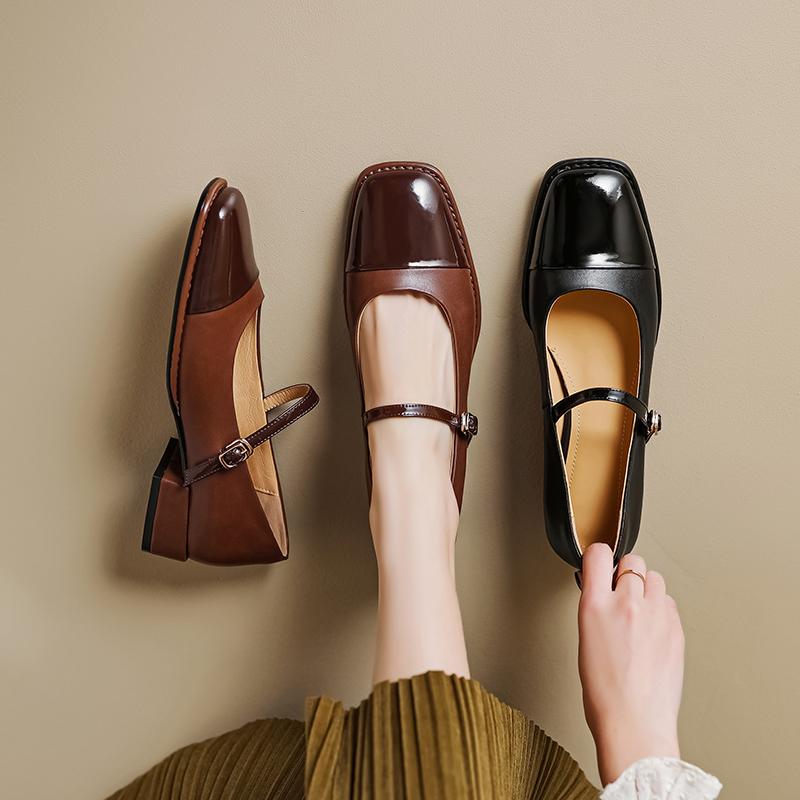 Primavara Noi Pantofi Femei Pantofi Retro Cu Varf Patrat Pantofi Plati din Piele Pantofi Femei Tocuri Femei Pantofi Plati Pantofi Mary Jane