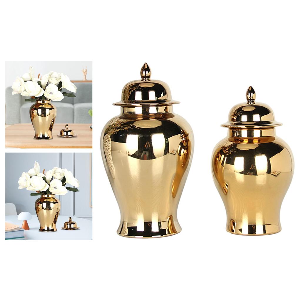 Ceramic Ginger Jar Canister Container Vase with Lid for Room Farmhouse Table 40x22cm