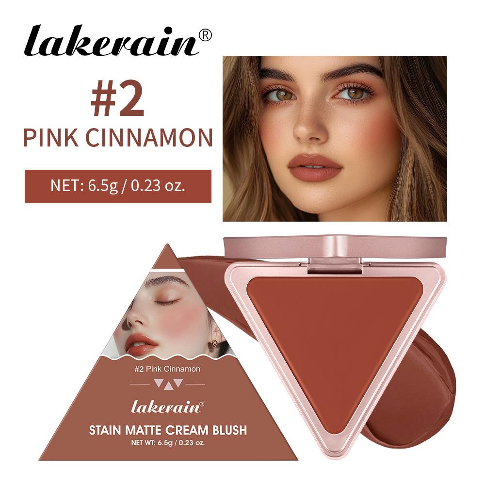 Triangle Cream Blush Cream Blush Cream Fresh Natural Nude Makeup Waterproof Blush Cream Matt Satin Long-lasting Rouge, Pink and Sexy Blush Cream