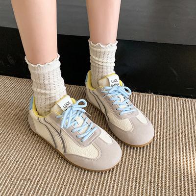 2025 New Retro German Training Shoes Women's Shoes Spring Versatile Flat-soled Forrest Gump Shoes Student White Shoes Casual Board Shoes