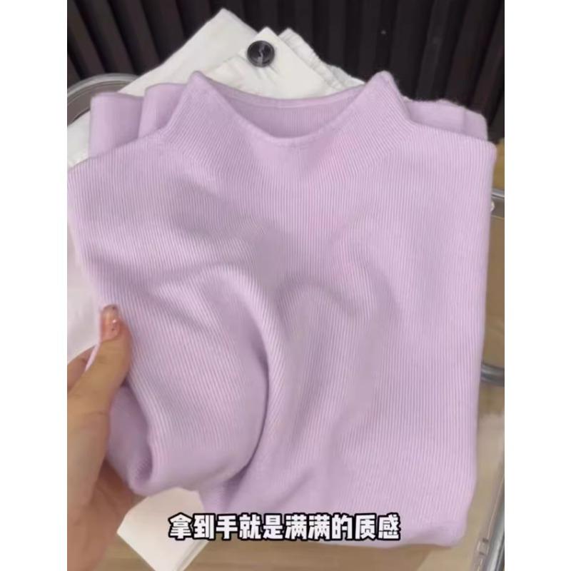 Premium soft waxy small stand-up neck slim-fit sweater bottoming shirt women's winter semi-turtleneck knitted autumn and winter long-sleeved inner top