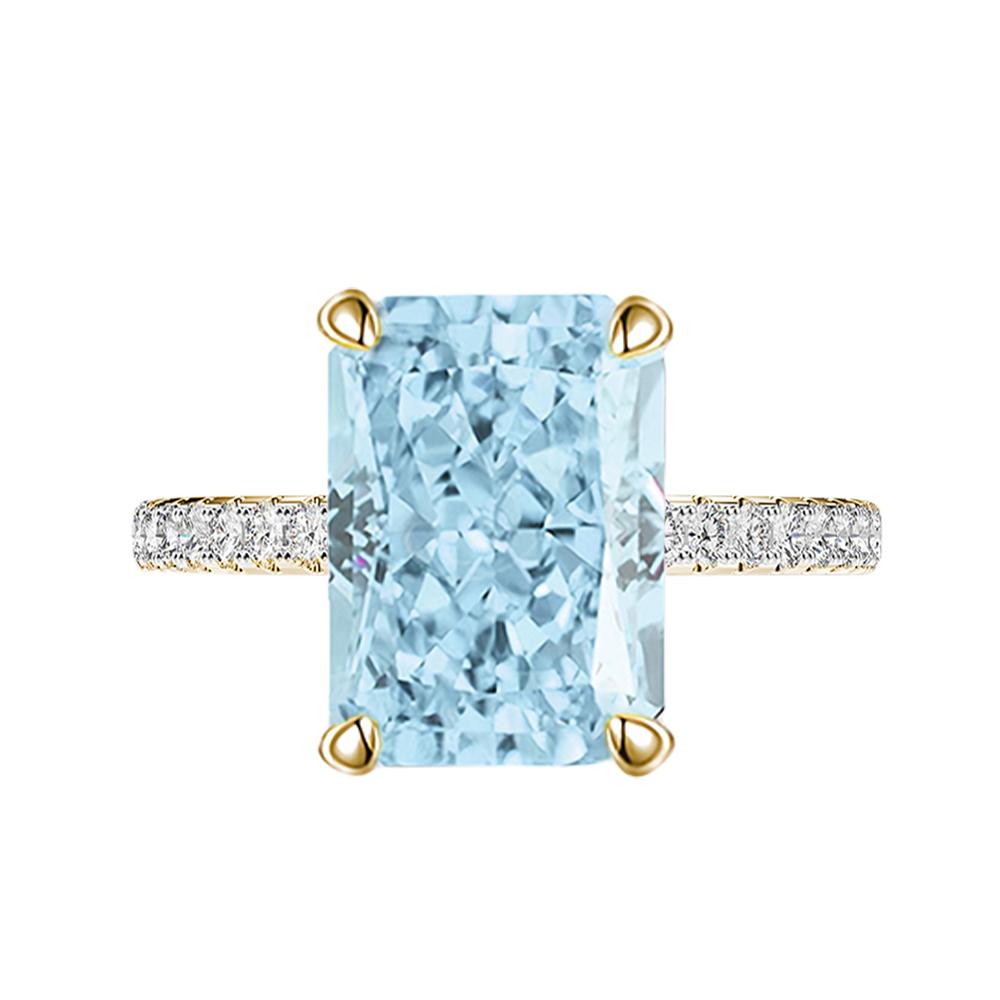 S925 Silver Rectangular Light Ice Blue Zircon High-carbon Diamond Good Quality Ice Cut Rings for Women Fine Jewelry