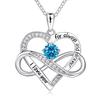 Cross-Border New Style Micro-Inlaid Zircon Infinite Heart-Shaped Copper Link Chain Necklace Twelve Birthstone Pendant Fashion