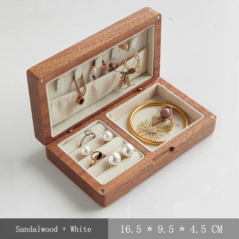 HeMu Solid Wood Jewelry Box Black Walnut Jewelry Box Jewelry Box Solid Wood Retro Storage Box Jewelry Box Wood Black Walnut Box
