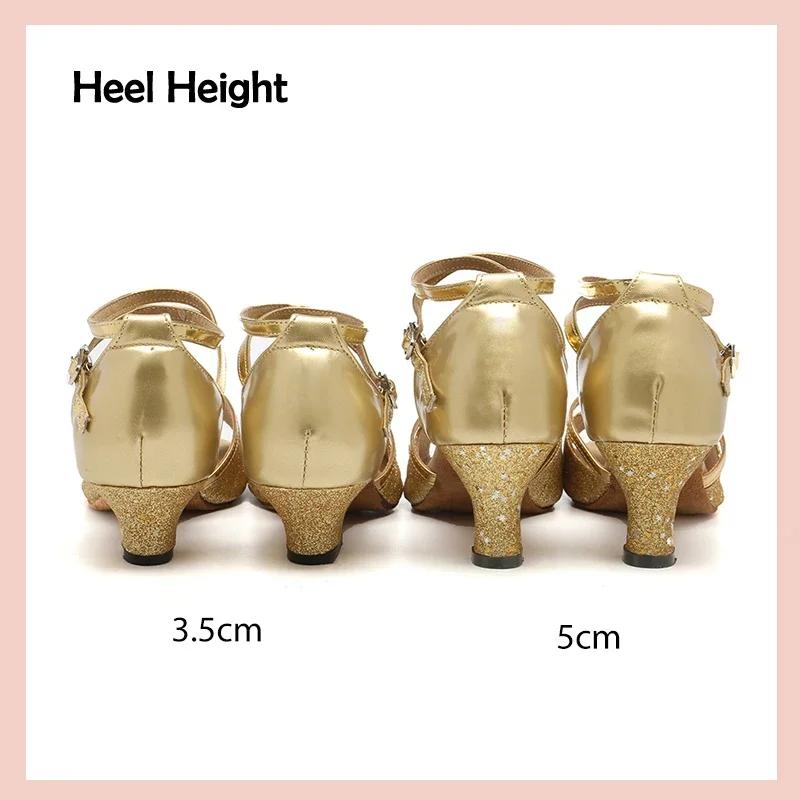 2025 Latin Dance Shoes for Women/Ladies Ballroom Tango Salsa Middle Heeled Indoor Dancing Shoes PU Latin Shoes 4colors