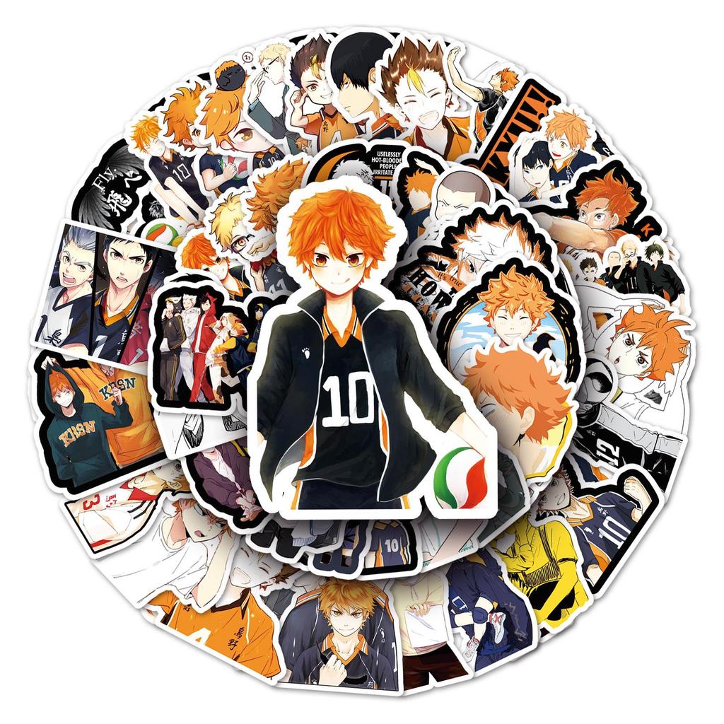 52 Unique Waterproof Haikyuu!! Anime Stickers for Suitcases, Scooters, and Cars