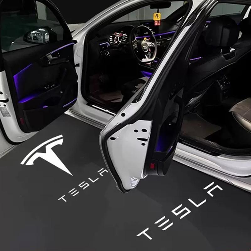 2PCS For Tesla Model 3 Y X S LED Car Door Welcome Light Logo Ghost Shadow Courtesy Projector Lamps