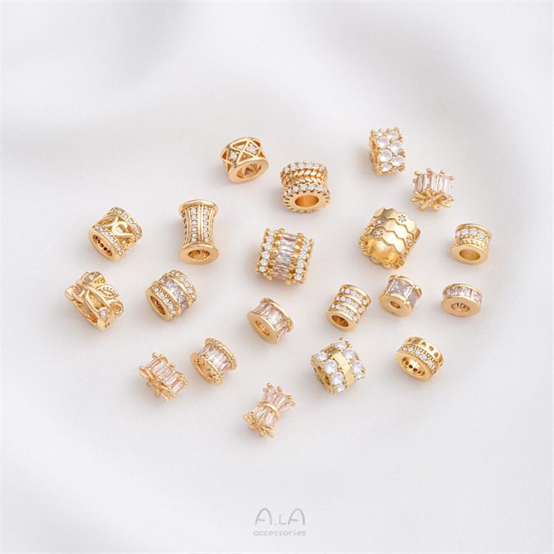 14K Gold-Plated Zircon Spacer Beads for DIY Jewelry