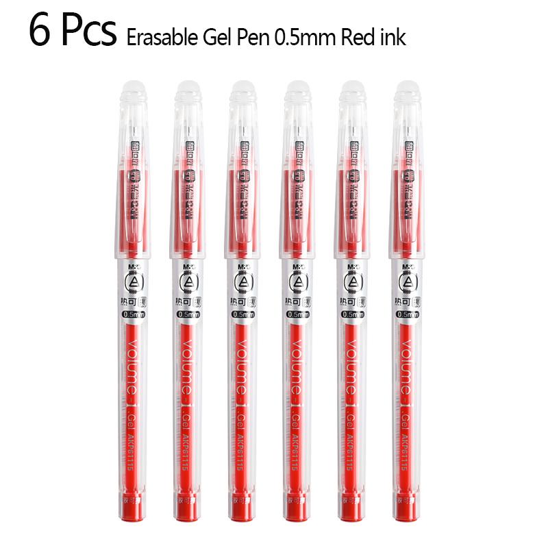 M&G 6/12 Pcs Hot Erasable Gel Pen 0.5mm Black & Red & Blue & Crystal Blue Heat Erasable Ink Back to School Office Stationery
