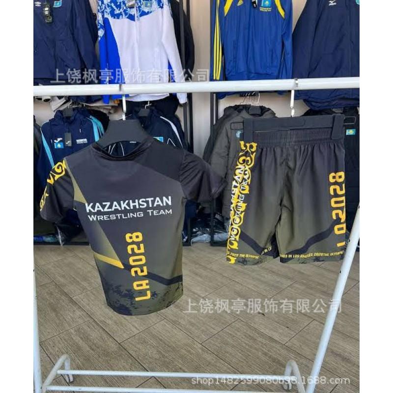 Mens Sporty MMA Training Set Short Sleeve T-Shirt Shorts Mesh Athletic Wear Lightweight Gym Workout Outfit