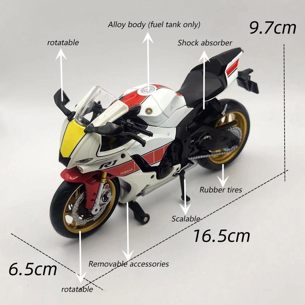 1/12 Skala Yamaha YZF-R1M Motorsykkelmodell Leke Legering Støpt Simulering Modeller Motorsykkel Samling Dekorasjon Gutteleker Gaver