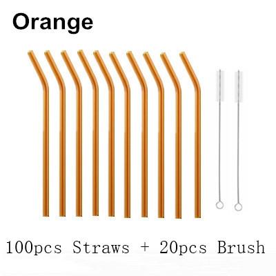 100Pcs Reusable Drinking Glass Straws 18cmx8 mm For Smoothies, Tea, Juice --10 Pack With 20Pcs Cleaning Brushs