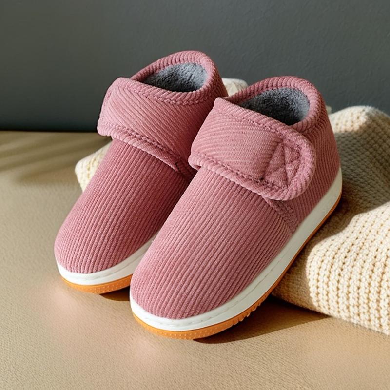 Sapatos de Algodão Antiderrapantes com Sola de Tendão de Vaca para Meninos no Inverno, Sola Espessa, Velcro, Pantufas Quentes para Interior/Exterior para Mulheres