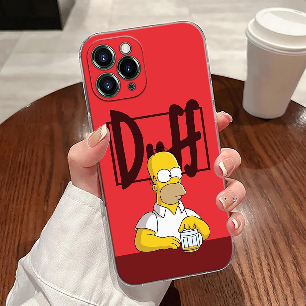Cartoon Homer S-Simpson-Familie Transparente Handyhülle Für iPhone 17 Pro Max 17E 11 12 13 14 15 16 Pro Max Plus 17 Air 16E Hülle
