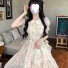 Puffärmel süß niedlich frisch Sommer Mittelschule Oberschule Schülerin Lolita geblümt Prinzessin Rock