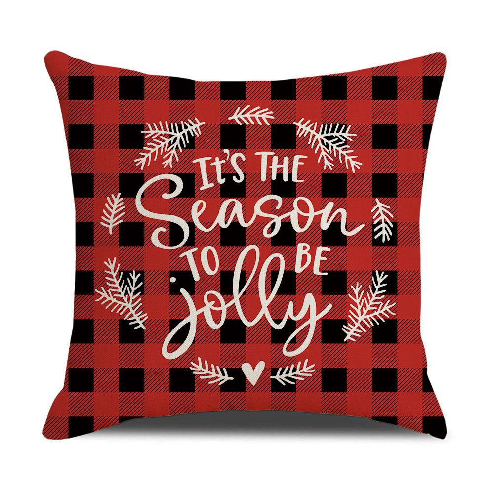 Christmas Pillow Cover Letter Christmas Tree Sofa Pillow Cover Peach Skin Cushion Home Supplies