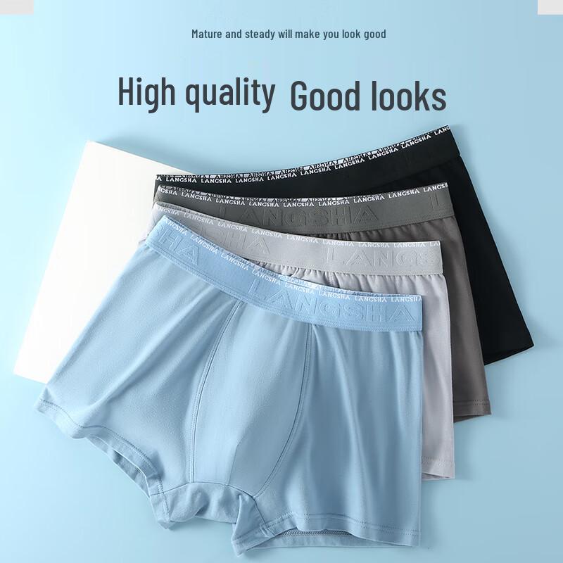 Langsha Men's 4-Pack Cotton Antibacterial Boxer Briefs