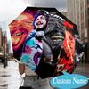 Custom Name Post Malone Artwork Umbrella Folding Umbrella, Automatic Umbrella - 8-Frame for Travel, Casual Lightweight Personalized Gifts