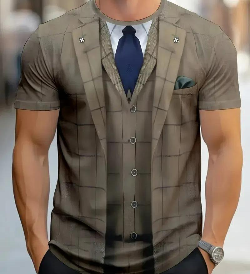 T-shirt for Kids Casual Suit Tie Print T-Shirt Short Sleeve Tops Tees Boy's Cosplay Party Tees Girl Clothing