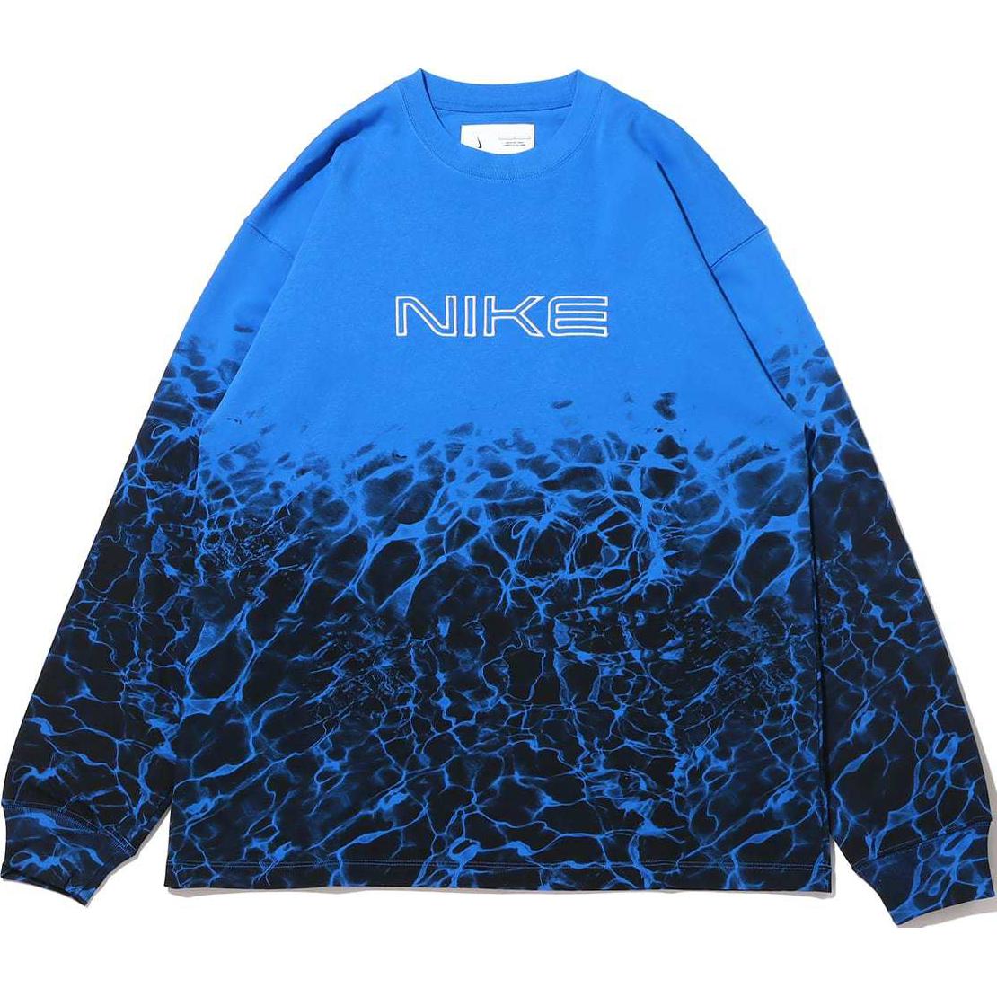 

Nike Футболка унисекс с длинным рукавом и вышитым логотипом, рифленым принтом, синяя FB3031-403 XXL