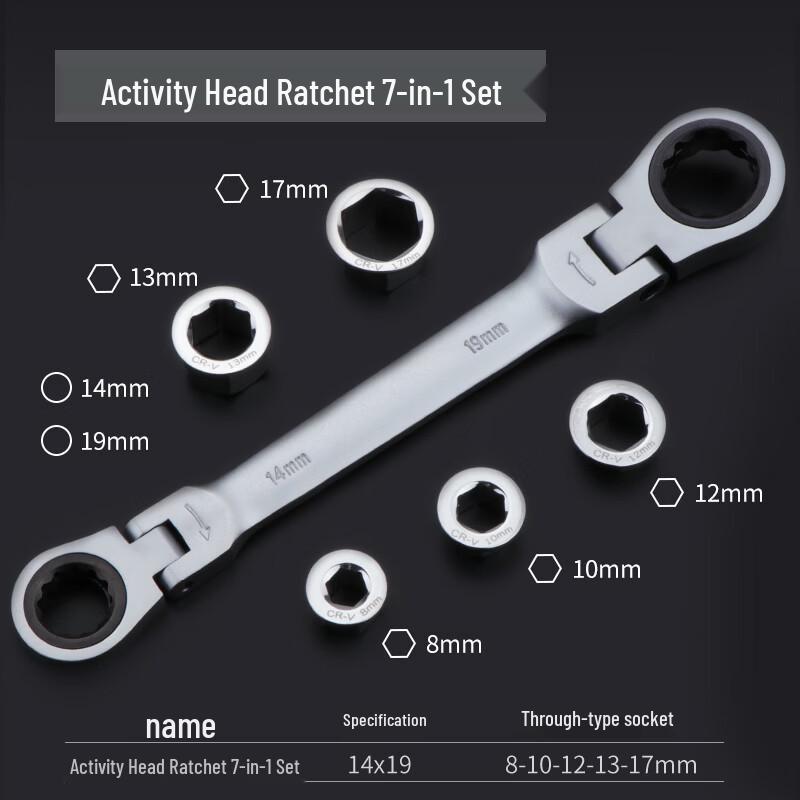 Changlu 7-in-1 Penetrating Ratchet Wrench Set
