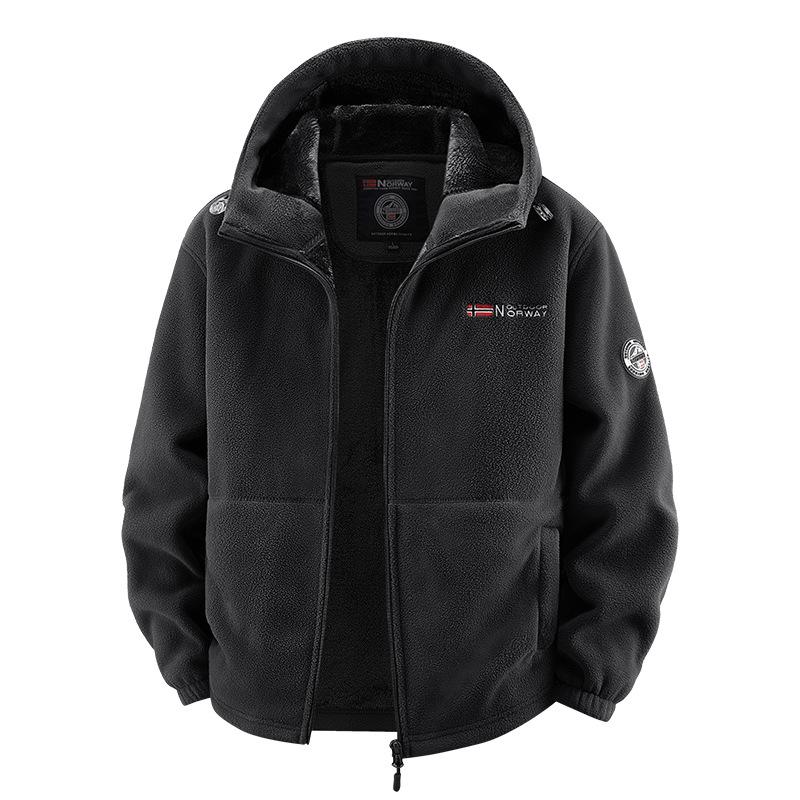 Oversized herrejakke, fleecejakke, sporty og varm