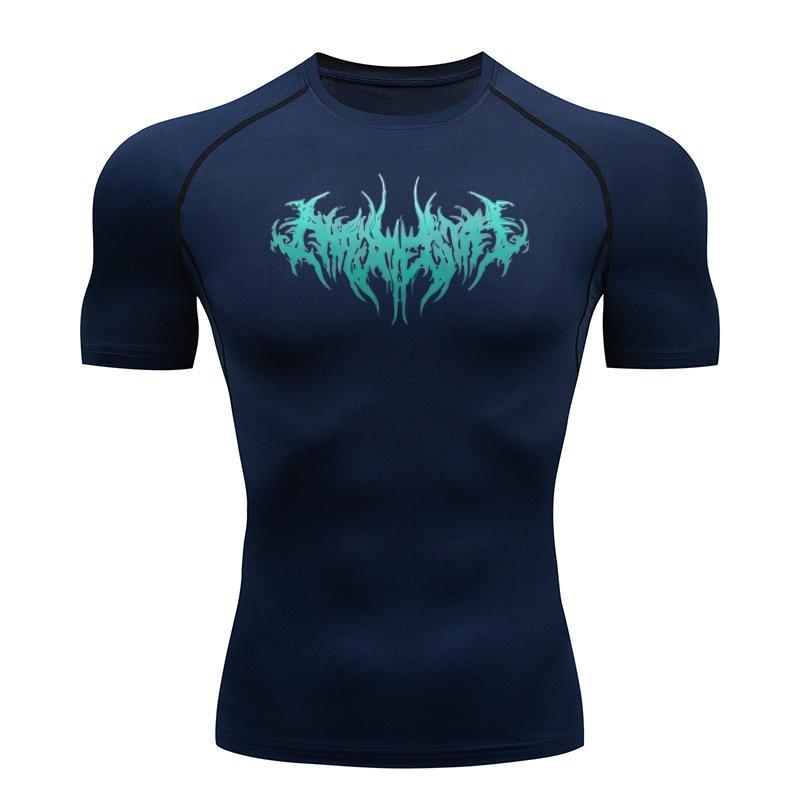 Y2K Herren Schnelltrocknendes Anime Fitnessstudio Kompressions-T-Shirt