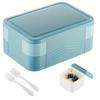 Bento Lunch Box Adult 2 Tier Lunch Box, 6 Compartments, Plastic Adult and Youngsters's Work School Lunch Box 1550ml