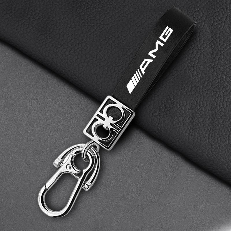 Kovová Kůže LOGO AMG Klíčenka Přívěsek na Klíče Odznak na Auto Příslušenství Pro Mercedes Benz E260 E200 E300 W205 W212 W166 W176 W242 S212 X166