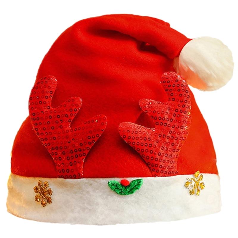 Sequined Christmas Party Santa Hat for Children Adult Pointed Caps Family Gathering Santa Hat Festival Props Headpiece