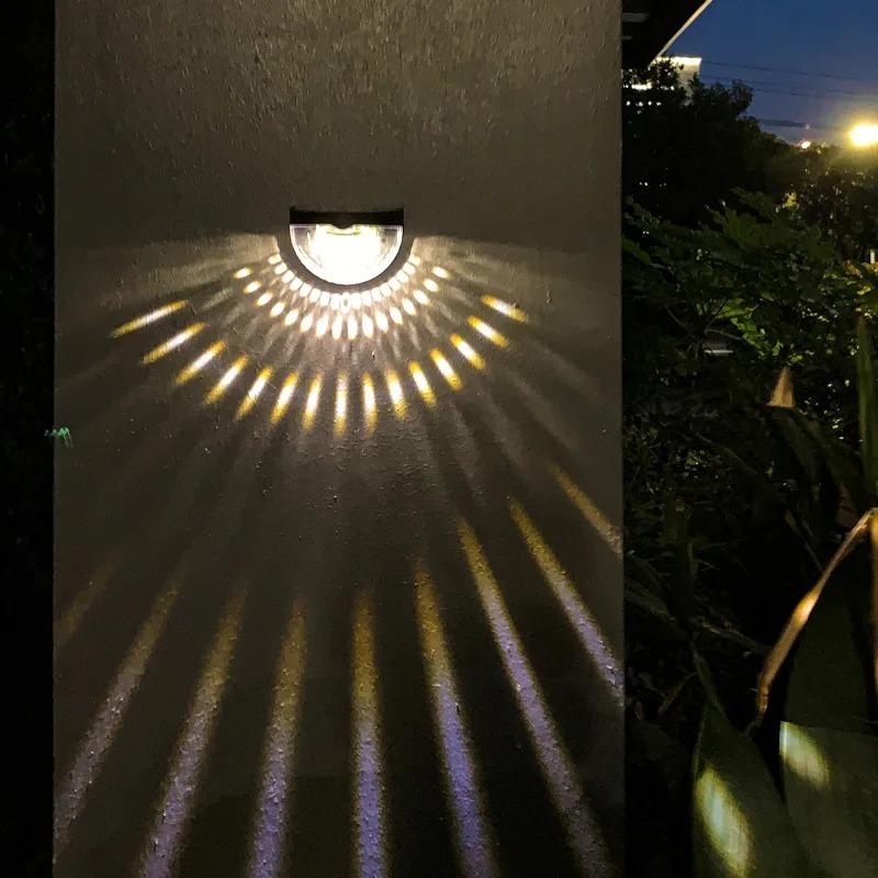 8 adet Güneş Enerjili Yarım Yuvarlak Duvar Lambası Çit Peyzaj Açık Su Geçirmez Veranda Dekorasyonu Yıkama Lambası Gece Işıkları Teras Bahçe İçin